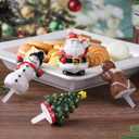 4 Pcs Christmas Hand-Painted Ceramic Christmas Tree Decor Ceramic Mini Plate Decor Red Bow Bell Santa Hat for Serving Dishes Platter Home Party Supply