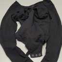 FeelinGirl Women's Long Sleeve Shapewear Bodysuit for Tummy Control Seamless Body Suits Thong V Neck Going Out Tops (Medium, Black)