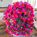Bougainvillea Artificial Hanging Flowers Plants for Outdoors Decoration, 2pcs Fake Flowers Silk Bougainvillea Vines Realistic UV Resistant Faux Flowers for Outdoor Planters Porch Patio, Mix (Purple + Hot Pink)