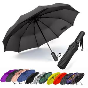SIEPASA Windproof Travel Compact Umbrella-Automatic Umbrellas for Rain-Compact Folding Umbrella, Travel Umbrella Compact, Windproof Umbrellas for Men Women Teenage.(Black, 54 Inch)