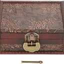 Vintage Wooden Storage Box with Lock and Key, Decorative Jewelry Treasure Organizer, Antique Style, 13.3 x 10 x 5.4cm