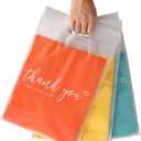 JinRuiKJ Frosted T-Shirt Bags with Handle, Thank You Bags for Small Business, Durable Self-Sealing Packaging Bags for Clothing, Boutique & Shipping - 14.5x19 Inch 50 Pcs
