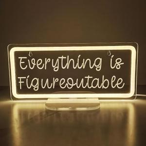 Everything Is Figureoutable Sign,Home Office Decor With Stand Inspirational Wall Decor for Home Cubicle,Shelf Table,Gifts for Friends Coworker
