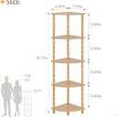 MaxSmeo Corner Bookshelf, 5-Tier Corner Shelf Stand, Modern Corner Plant Shelves with Storage, for Bedroom, Bathroom, Kitchen, Living Room (Rustic Walnut)