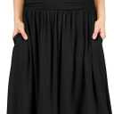Simlu Skirts for Women Regular and Plus Size Skirt with Pockets Below The Knee Length Ruched Flowy Midi Skirt. S