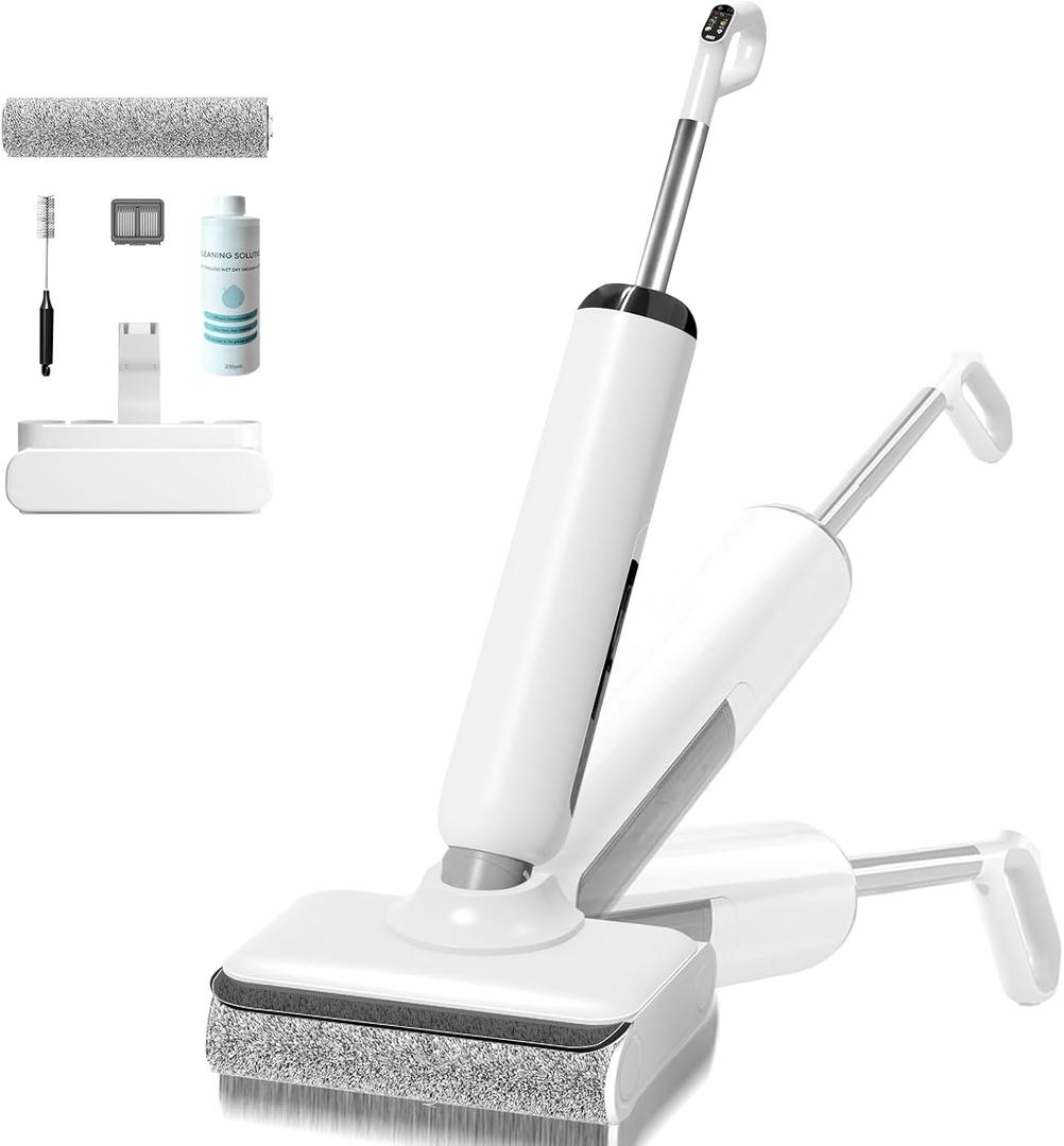 Wet Dry Vacuum Mop, 180Lay-Flat Cordless Vacuum Mop All in One, Floor Cleaner Machine, 45 Minutes Long Runtime Electric Mop, 158 Self-Cleaning, Edge Cleaning, Self-Propelled Vacuum Mop Combo