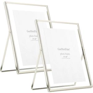 Silver Floating Frame810'' set of 2 For Picture 7x9, 6x8, 5x7, Classy Gift metal floating frame 5x7'' Tabletop Shelf Photo frames for Christmas, Home Wedding Party and Office Dcor
