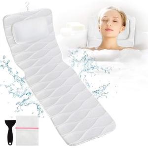OMYSTYLE Full Body Bath Pillow, Bath Pillows for tub with Mesh Washing Bag & 21 NonSlip Suction Cups, Spa Bathtub for Head Neck Shoulder and Back Support  5D Air Mesh & Quick Drying
