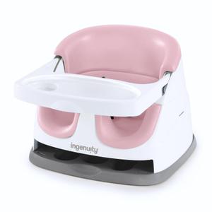 Ingenuity Baby Base 2-in-1 Booster Feeding and Floor Seat with Self-Storing Tray - Peony