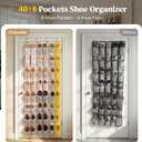 48 Pockets Over The Door Shoe Organizer, Large Mesh Hanging Shoe Rack, 6-Column Heavy Duty Shoe Storage for Sneakers and Heels, Behind Door Holder for Entryway Bedroom Dorm College, Beige