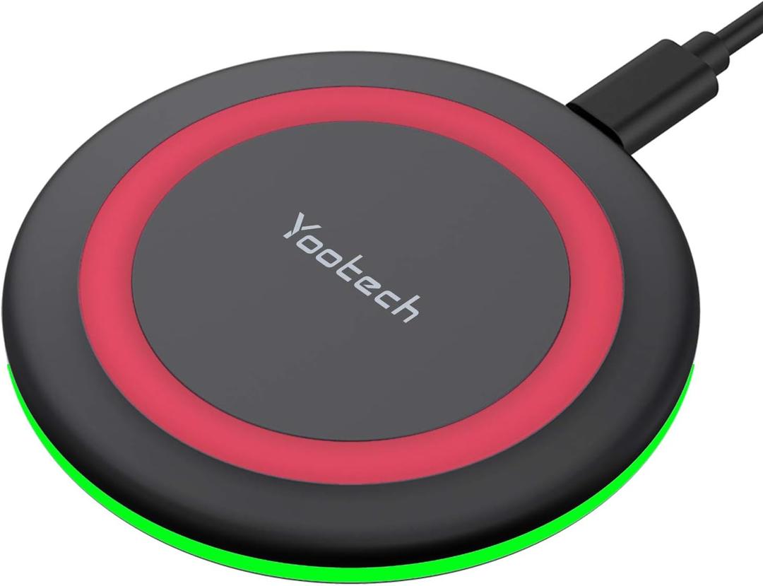Yootech Wireless Charger,10W Max Fast Wireless Charging Pad Compatible with iPhone 16e/16/16 Plus/16 Pro Max/15/14/13/SE 2022/12/11/X/8,Samsung Galaxy S22/S21/S20,for AirPods Pro 2(No AC Adapter)