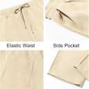 Runcati Mens Casual Pants Drawstring Elastic Waist Lightweight Cropped Linen Pants Summer Yoga Beach Trousers (Small, Beige)