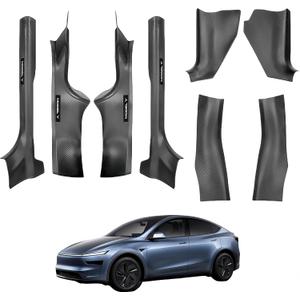 Tesla Model Y Juniper Door Sill Protector Anti-Kick Full Coverage Door Entry Guard for 2025 2026 Model Y Juniper Interior Accessories Carbon Fiber Pattern 8PCS