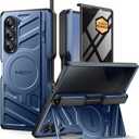 TONGATE for Galaxy Z Fold 6 Case with Privacy Screen Protector, [Compatible with MagSafe][Anti Spy] Shockproof Phone Case, Built-in Stand & Belt Clip & Hinge Cover for Samsung Z Fold 6 2025, Blue