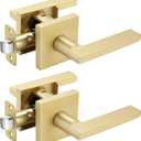 Haidms Gold Passage Door Handles Closet, Zinc Alloy Brushed Gold Closet Door Handles, Brass Hall and Closet Lever Doorhandles Hallway(2 Pack)