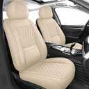 Front Car Seat Covers 2PCS,Luxury Heavy-Duty Nappa Leather 3D Design Universal Fit Waterproof Automotive Seat Covers& Accessories for SUV Trukcs,forros para asientos de carro,Style1 Black (Black Full Coverage)
