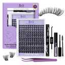 B&Qaugen Lash Extension Kit B05 Eyelash Extension Kit B&Q DIY Lash Extension Kit 156 PCS Lash Clusters 8-18mm Cluster Eyelash Extensions Kit with Lash Bond and Seal Lash Applicator Tool (Kit,B05)