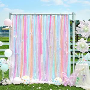 Rainbow Backdrop Curtains for Birthday Party: 6ftx6.6ft Streamer Backdrop Drapes Bright Colorful Curtain - DIY Baby Shower Wedding Decorations