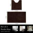 Bathroom Rugs Chenille Bath mat 2 Piece Set, Super Absorbent, Strong PVC Non Slip Backing, Bath mats for Bathroom, Plush Shaggy, Thick, Machine Washable, Bathtub, Shower, Toilet.(Brown)