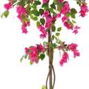 5FT Artificial Bougainvillea Tree, Faux Silk Floral Tree Bougainvillea Plant with Flowers in Plastic Pot for Home Office Garden Indoor Outdoor Decor