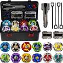 Battle Spinning Top Set with 12 Colorful Tops, Launchers and Accessories, Combat Game Collection