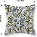Boho Navy Blue Pillow Covers 18x18 Inch Set of 2 Blue Sage Green Floral Throw Pillows Vintage Flower Outdoor Decorative Pillow Cases Farmhouse Linen Cushion Cover Decor for Couch Sofa Decor