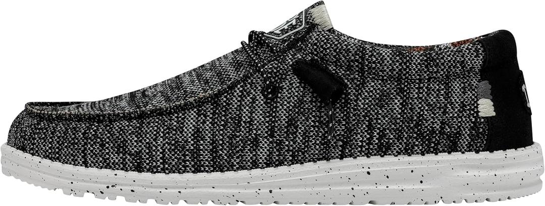 HEYDUDE Men's Wally Sox Black White Size 9 | Men's Loafers | Men's Slip On Shoes | Comfortable & Light-Weight