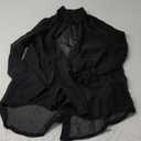 Arssm Women Sheer Button Up Blouse Mesh Long Sleeve Sexy See Through Tops Fashion Trendy Mesh Shirts Tops (Medium, Black)