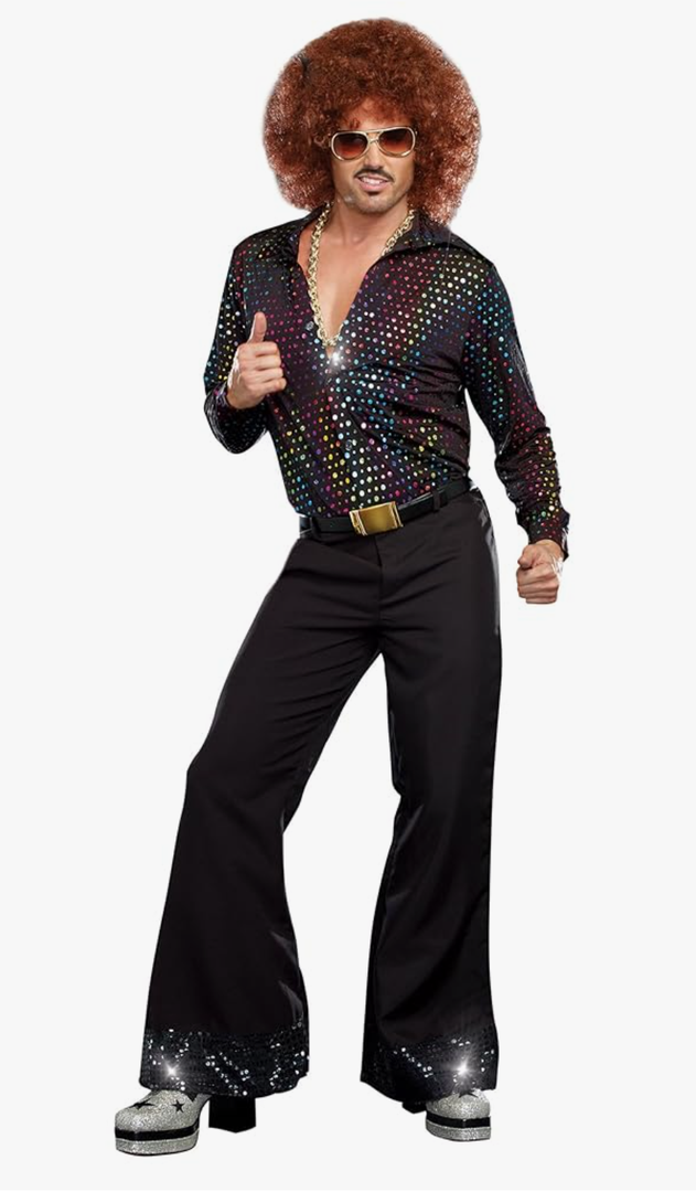 Morph Mens Disco Shirt 70s Outfit Full Disco Shirt Retro Party Wear 70s Style Clothing for Men XXL (Missing Pants )