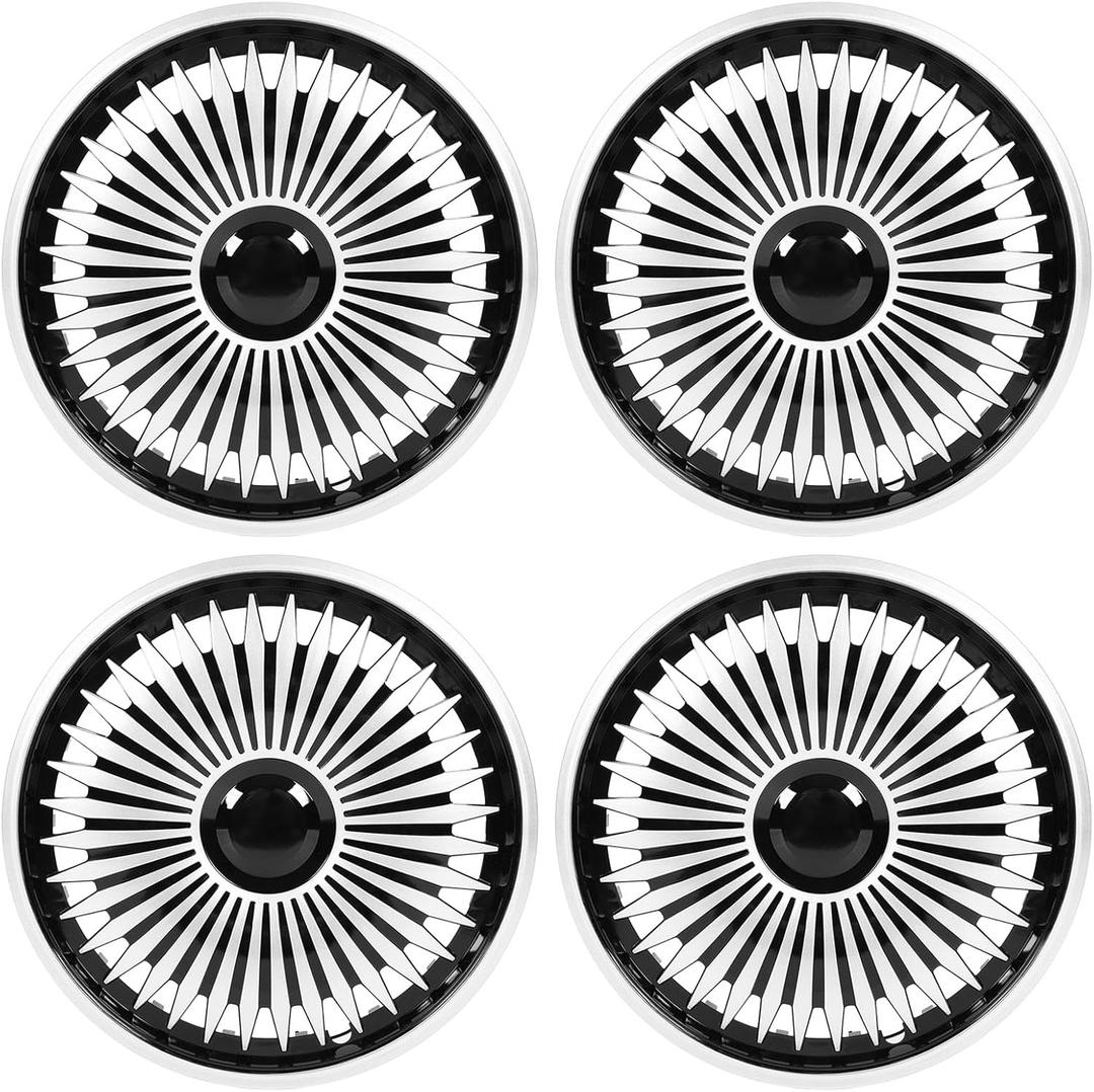 4Pcs Car Steering Wheel Cover 15 inch Hubcap Car Rims Blade Rim Skin Cover Hub Silver Universal Wheel Covers Hub Caps for 500 and Most Cars