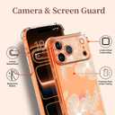 for iPhone 17 Pro Case with Screen Protector [Full Camera Protection] Flower Pattern Design,Clear Soft Shockproof Floral Phone Cover for Women Girls 2025 6.3"(Flower-2/White)