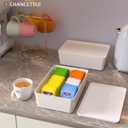 CHANCETSUI Pantry Storage Containers for Snacks: 2 Pack Coffee White Plastic Organizer Bins, 7x10 Inch Stackable Kitchen Cabinet Organizers