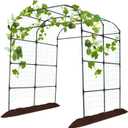 Garden Arch Trellis for Climbing Plants Outdoor, Cucumber Trellis for Raised Bed, Grape Vine Tomato Bean Tall Vegetable U Frame Plant Support, Black (71" x 63.7" x 82.6")