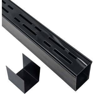 Black Channel Drain 2" Wide x 3' 3-5/8" Long,Outdoor Pool Deck Drain Channel 304 Stainless Steel with Coupling,Pool Drain for Concrete/Paver/Patios/Walkways