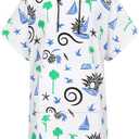 Unisex Surf Changing Poncho – 100% Turkish Cotton Hooded Drying Poncho with Pocket – Quick-Drying, Lightweight and Absorbent Sea & Pool Towel – Adult | White - S/M