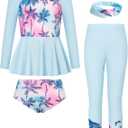 GRACE KARIN Long Sleeve Bathing Suit for Girls Size 7 Swim Suit for Kids Girl Bikini Set