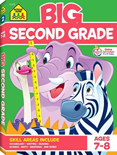 School Zone - Big Second Grade Workbook - Ages 7 to 8, 2nd Grade, Word Problems, Reading Comprehension, Phonics, Math, Science, and More (School Zone Big Workbook Series) Perfect Paperback 