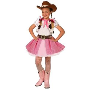 Morph Pink Cowgirl Costume for Girls, Cowgirl Outfits For Girls, Western Outfit For Halloween, Large