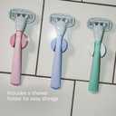 Flamingo Shaving Razor Set for Women - Original Razor Handle, 4 Blade Refills, and Shower Holder - Rose