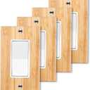4PC Solid Wood Single Rocker Light Switch Plate 4.5" X 2.76" Bamboo Light Switch Cover Quality Raw Wooden Decorative Bedroom Kitchen Home Decor (Single Rocker) (Standard Size)