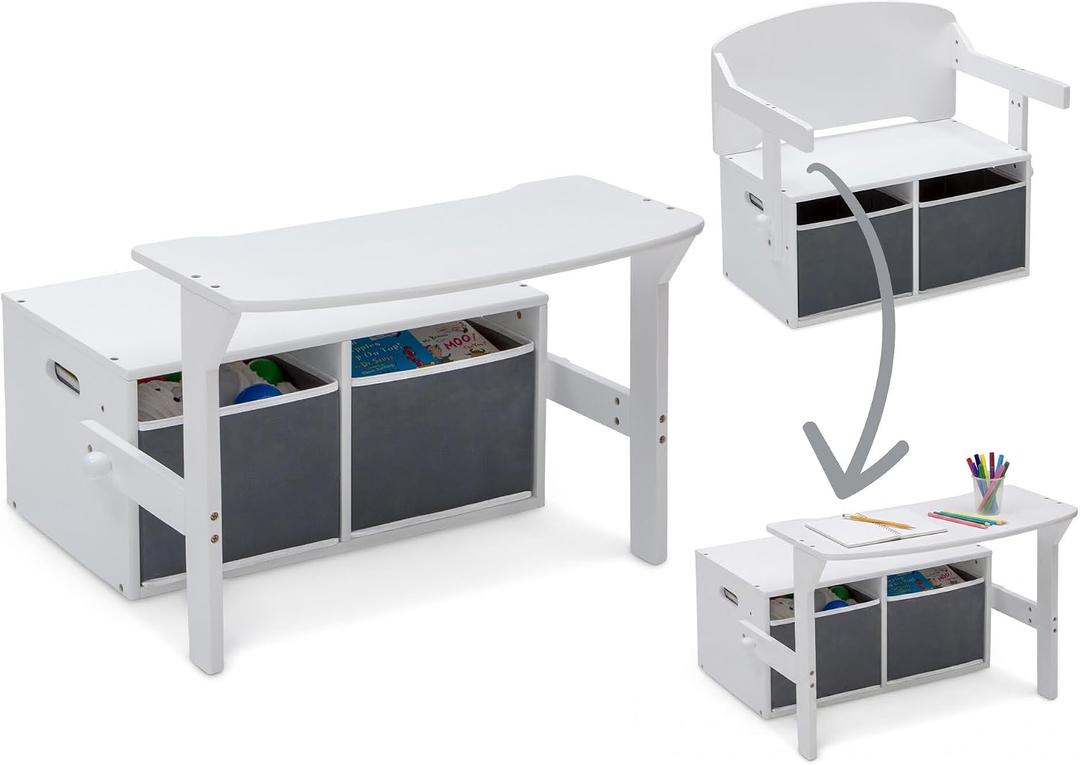 Delta Children MySize Kids Convertible Activity Bench - Greenguard Gold Certified, Bianca White