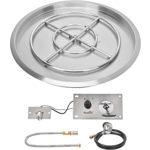 Stanbroil 31 Inch Drop-in Round Fire Pit with Spark Ignition Kit, Gas Firepit Insert for DIY Project, Propane Gas Version,304 Stainless Steel