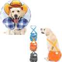 Avont Inflatable Dog Cone Collar After Surgery Bundle with 3 Pack Avont Washable Female Dog Diaper with Suspender