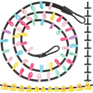 NiHome Car Decoration Toy Duck Holder for Front or Rear Car Hanging, Extended Elastic Cord with 50 Colorful Elastic Bands & 10 Duck Stoppers, Vibrant Decorative Touch Adds Personality to Car Dashboard