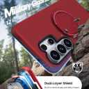 JAME for Samsung Galaxy S26 Ultra Case, Ring Holder Stand Kickstand, Dual Layer Shockproof Protective Cover with Screen Protector, Magnetic Accessory Friendly Galaxy S26 Ultra Phone Case 6.9", Red