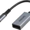 Philips USB C to DisplayPort Adapter, [8K UHD @ 60Hz 4K HD @ 144Hz] Type C USB C Adapter 32.4 Gbps Data Transfer Speed for MacBook Pro MacBook Air, iPad Pro, XPS 15/13, Spectre, Surface, SWL9753S/37