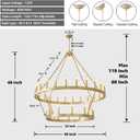 EGM 48-inch 2 Tier Gold Wagon Wheel Chandelier, 36-Light Large Farmhouse Brushed Gold Chandeliers, Round Rustic Candle Ceiling Light Fixtures for Living Room Dining Room Bedroom E12