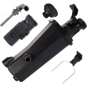KARPAL Radiator Coolant Recovery Expansion Overflow Tank Reservoir + Sensor + Cap + Clip + Thermostat Compatible With E46 E83 E53 323i X3
