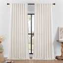 DaysU Natural 98 Inch Long Linen Bedroom Curtains 2 Panel Sets for Living Room, Semi Sheer Light Filtering Curtain with Rod Pocket Hook Belt Privacy Farmhouse Curtains, Long Curtains & Drapes, 54x98