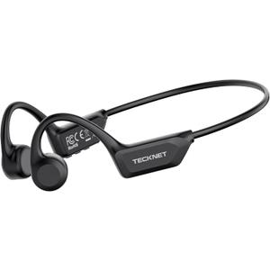 TECKNET Bone Conduction Headphones, Bluetooth V6.0 Open Ear Headphones, Wireless Headphones 10H Playtime & IPX5 Waterproof, Comfortable Fit Built-in Mic, Sport Headphone for Running & Workout -Black